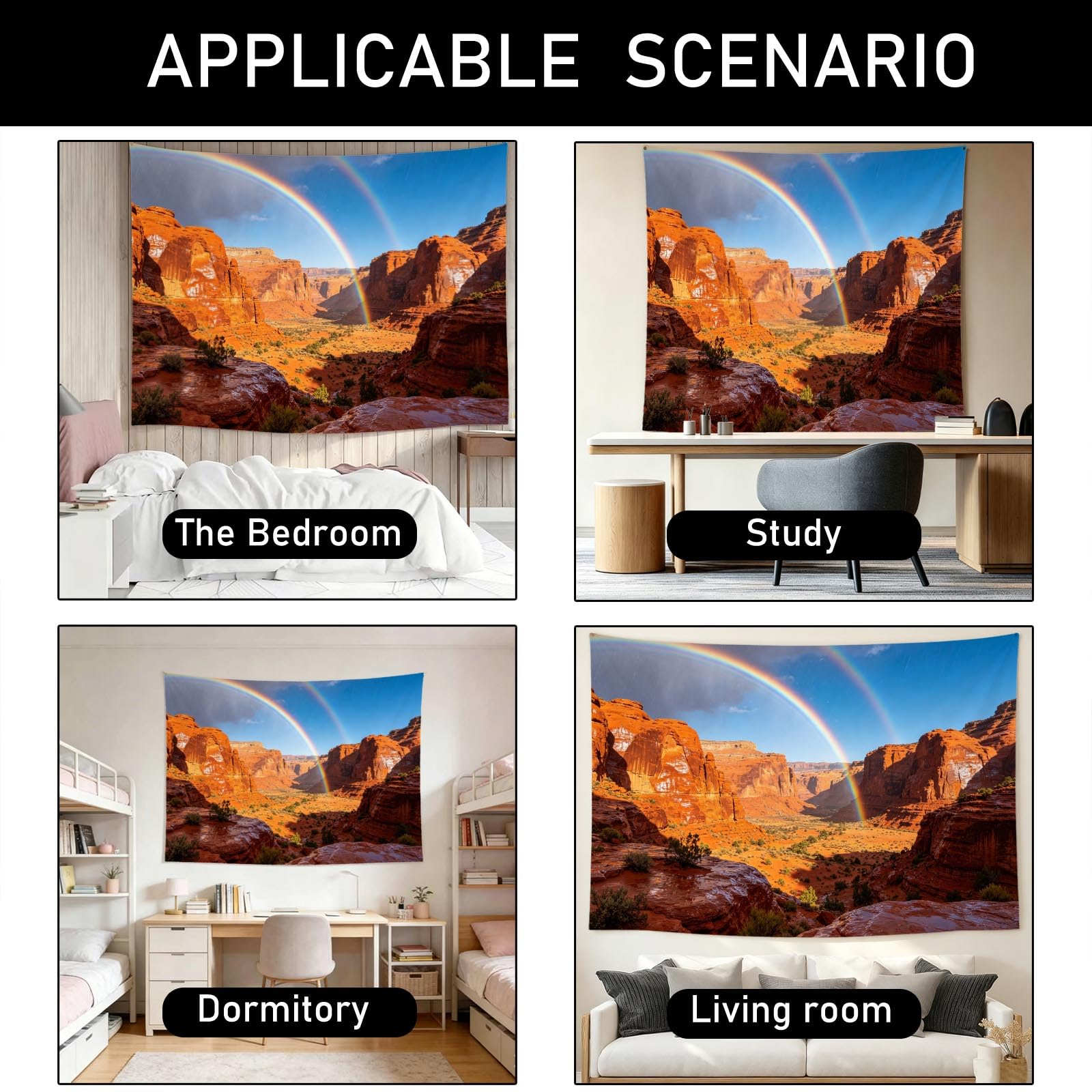 Arazzo da Parete Arcobaleno Canyon Desertico in Tessuto, 250x300 cm