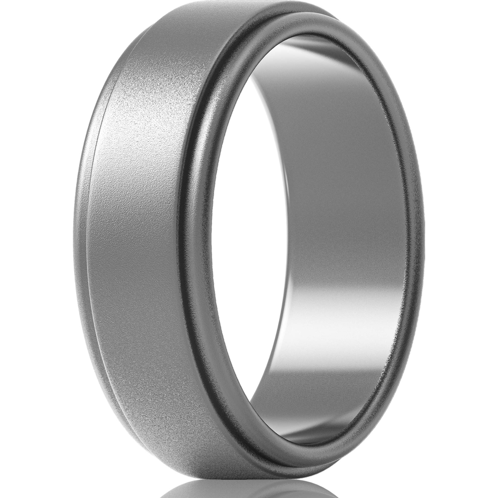 ThunderFit Silicone Wedding Rings for Men - Step Edge Sleek Design Rubber Engagement Bands - 8mm Width - 2mm Thickness