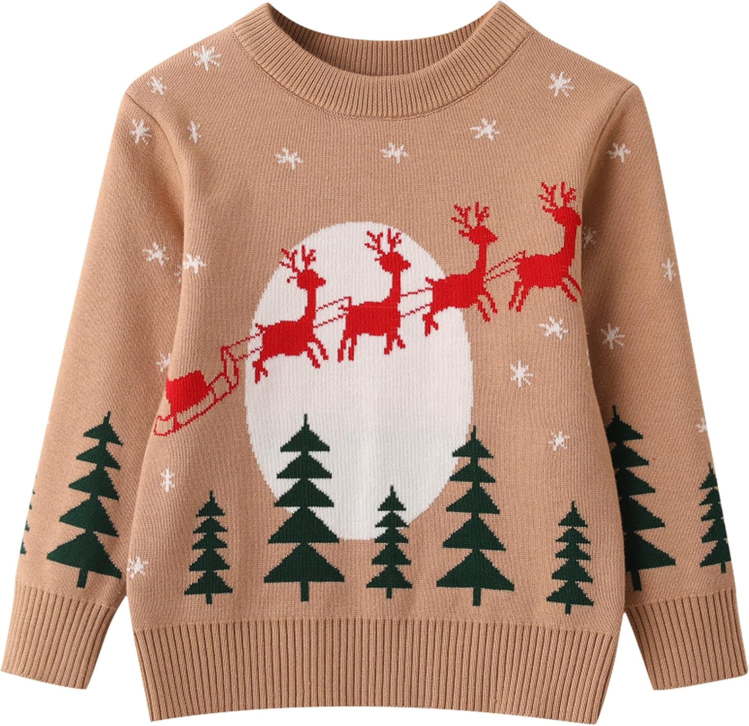Kids Boys Girls Christmas Sweaters Holiday Reindeer Knit Pullover Sweatshirt Funny Long Sleeve Tops Shirt 2-8 Years