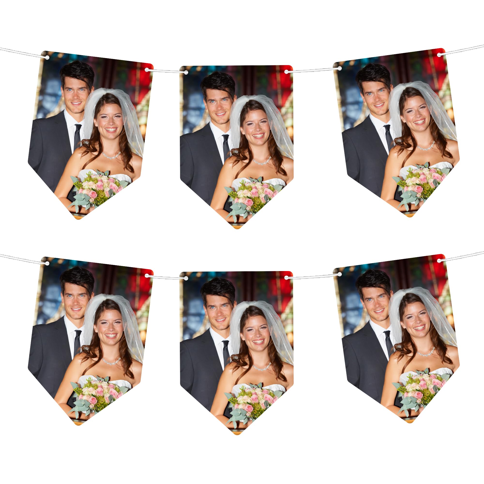 Personalised Photo Bunting, Flag Banner, Photo Banner CUTOUT Party Accessory Hen Parties Stag Birthdays (36 Bunting Flags)