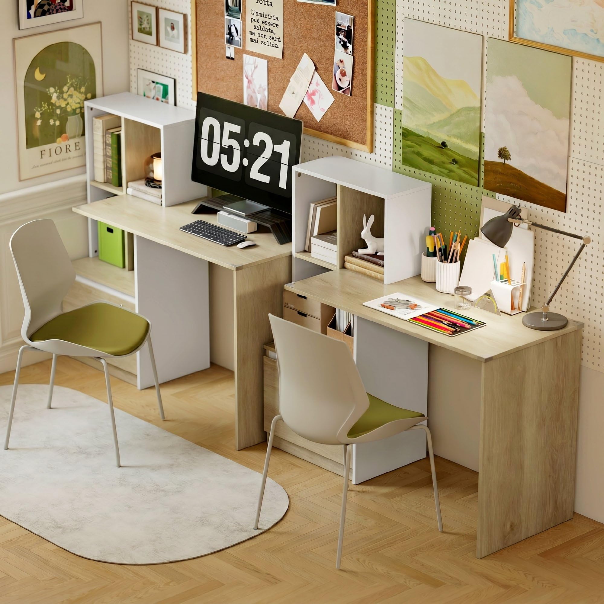 HOMCOM Scrivania con Libreria con Chiave Cassetto A4 126x50x109 cm Bianco | Serratura, Lettera, Legale, 2 Chiavi, Scrivania Salvaspazio, Tavolo per Computer, Casa Ufficio Studio Camera da Letto