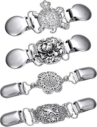 Jetec -4 clips de chal de suéter vintage, estilo retro, para mujer, niña, clips de cárdigan camisa, broches de 4 estilos