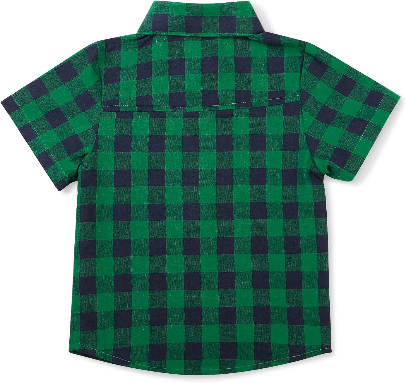 OCHENTA Boys Plaid Shirt Short Sleeve Button Down Kids Summer Casual Buffalo Check Tops School Uniform Outfits (18M-11Years) - Image 2