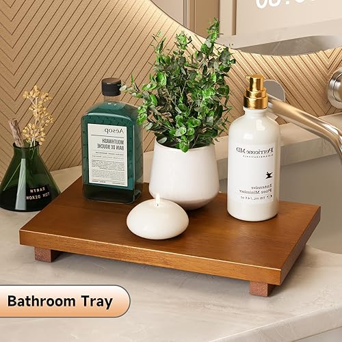 Miniatura 9 de Elevadores de pedestal de madera  8.7 x 3.5 pulgadas, soporte de jabón pequeño de madera para mesa, encimera, fregadero, cocina, decoración de