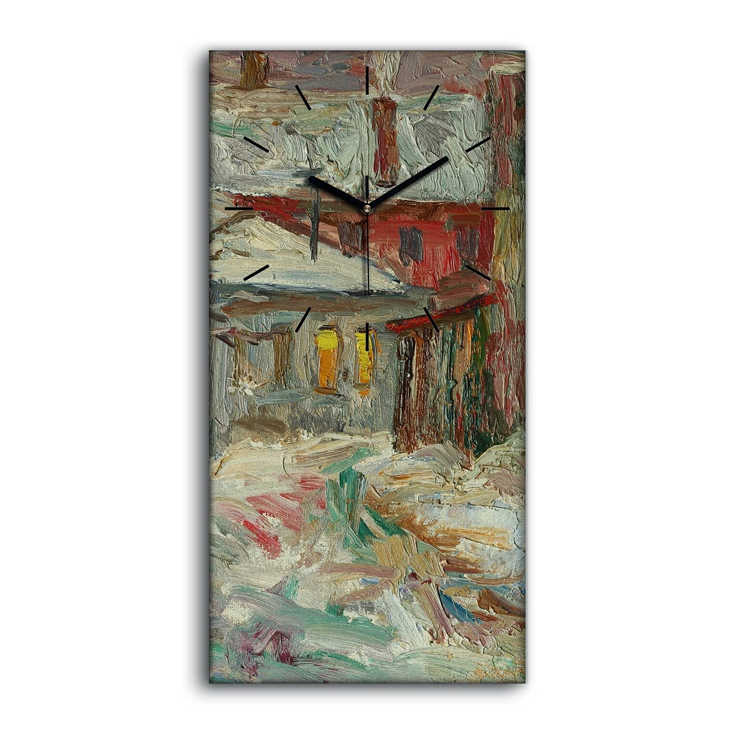 Horloge sur Toile Mains Noires 30x60cm Art Mural Image Décoration Salon