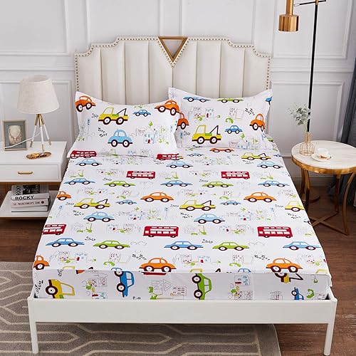 Miniatura 27 de Brandream Sábanas de tamaño individual 100% algodón, juego de sábanas a cuadros blancos y azules con bolsillos profundos de 18 pulgadas Blanco Azul