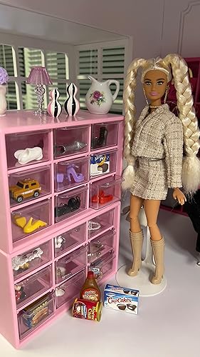 Eledoll Muebles de casa de muñecas 1:6 para muñecas de moda de 12 pulgadas o miniaturas coleccionables, cajón organizador de almacenamiento de ropa