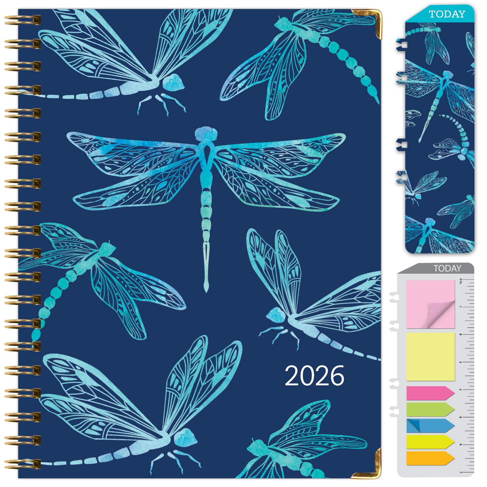 Agenda 2026 de tapa dura, 8.5 x 11 pulgadas: 14 meses (noviembre de 2025 a diciembre de 2026), agenda diaria, semanal, mensual, agenda anual, marcapáginas, carpeta de bolsillo y juego de notas