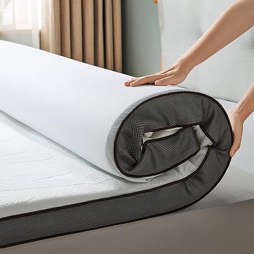 LINSY LIVING Cubrecolchón de espuma viscoelástica Queen de 3 pulgadas, cubrecolchón de gel refrescante, cubrecolchón de espuma con diseño ventilado,