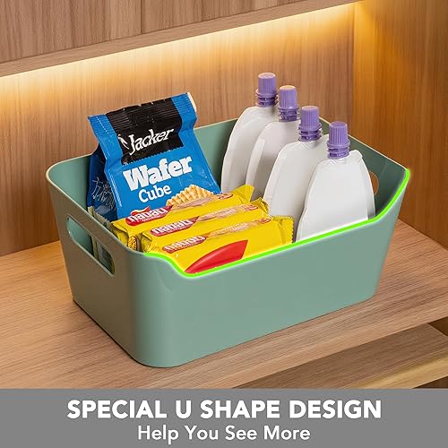 Miniatura 6 de Tiawudi Paquete de 12 contenedores de almacenamiento de 4.5 L, cestas de almacenamiento de plástico para organización del aula en el hogar,