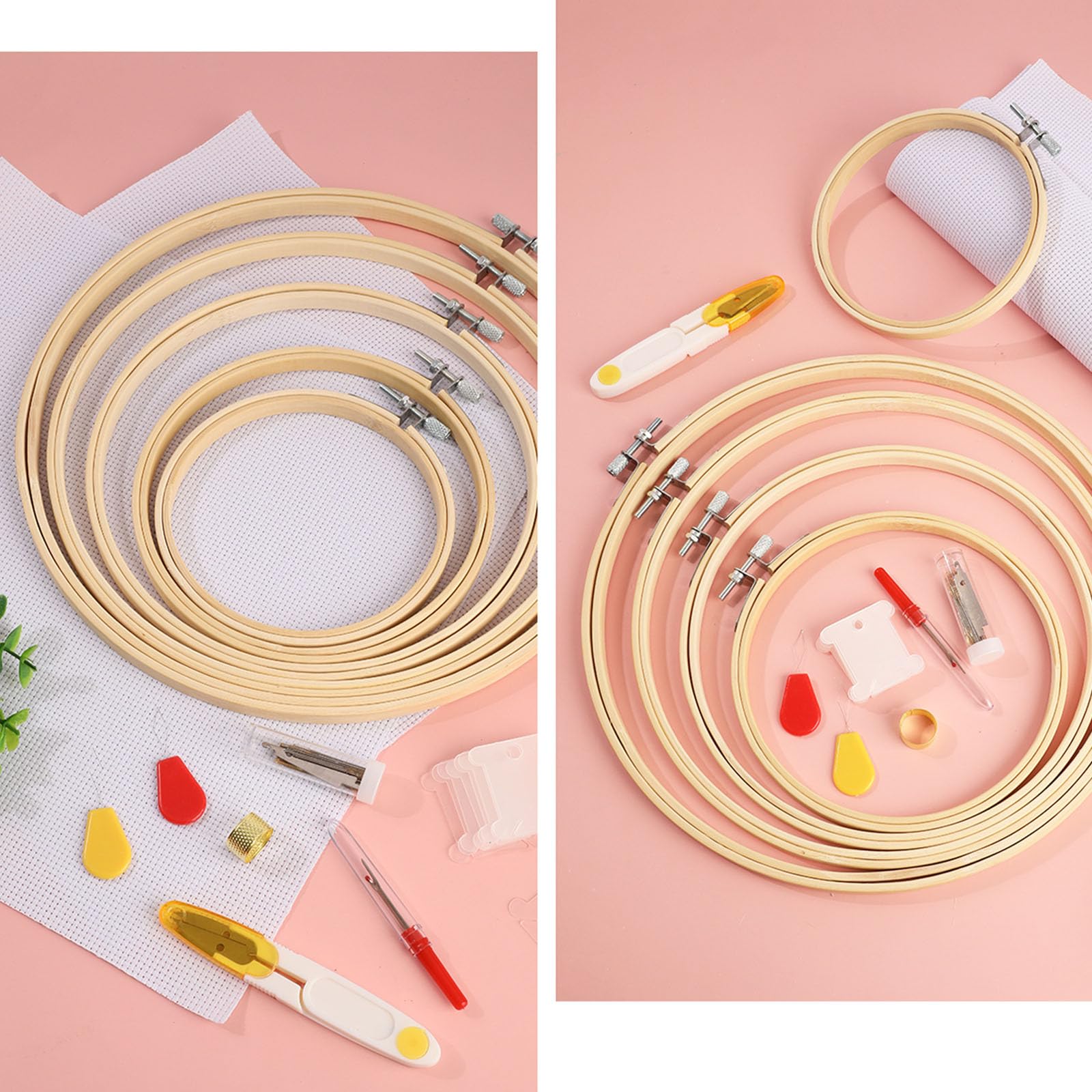 Lerpwige Set di 100 fili da ricamo colorati e strumenti per maglieria, con cerchio per progetti artigianali per esperti, filato morbido
