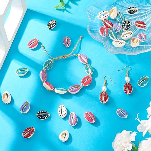 Vista 23 de Cheriswelry 50 cuentas de concha galvanizadas, conchas de cauri en espiral, conchas de mar, verano, playa, cuentas espaciadoras sueltas