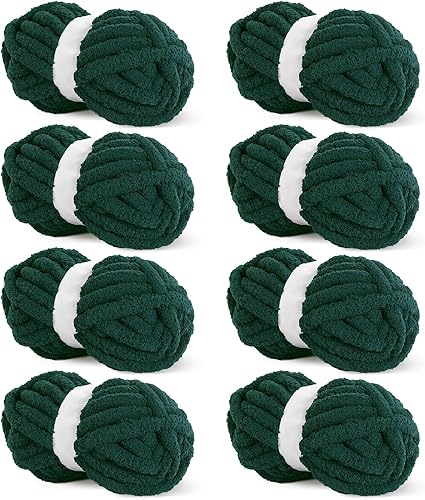 Vista 203 de HOMBYS Hilo de felpilla grueso y voluminoso para tejer a mano, hilo grueso y esponjoso para tejer a mano, hilo de felpa suave, paquete de 8