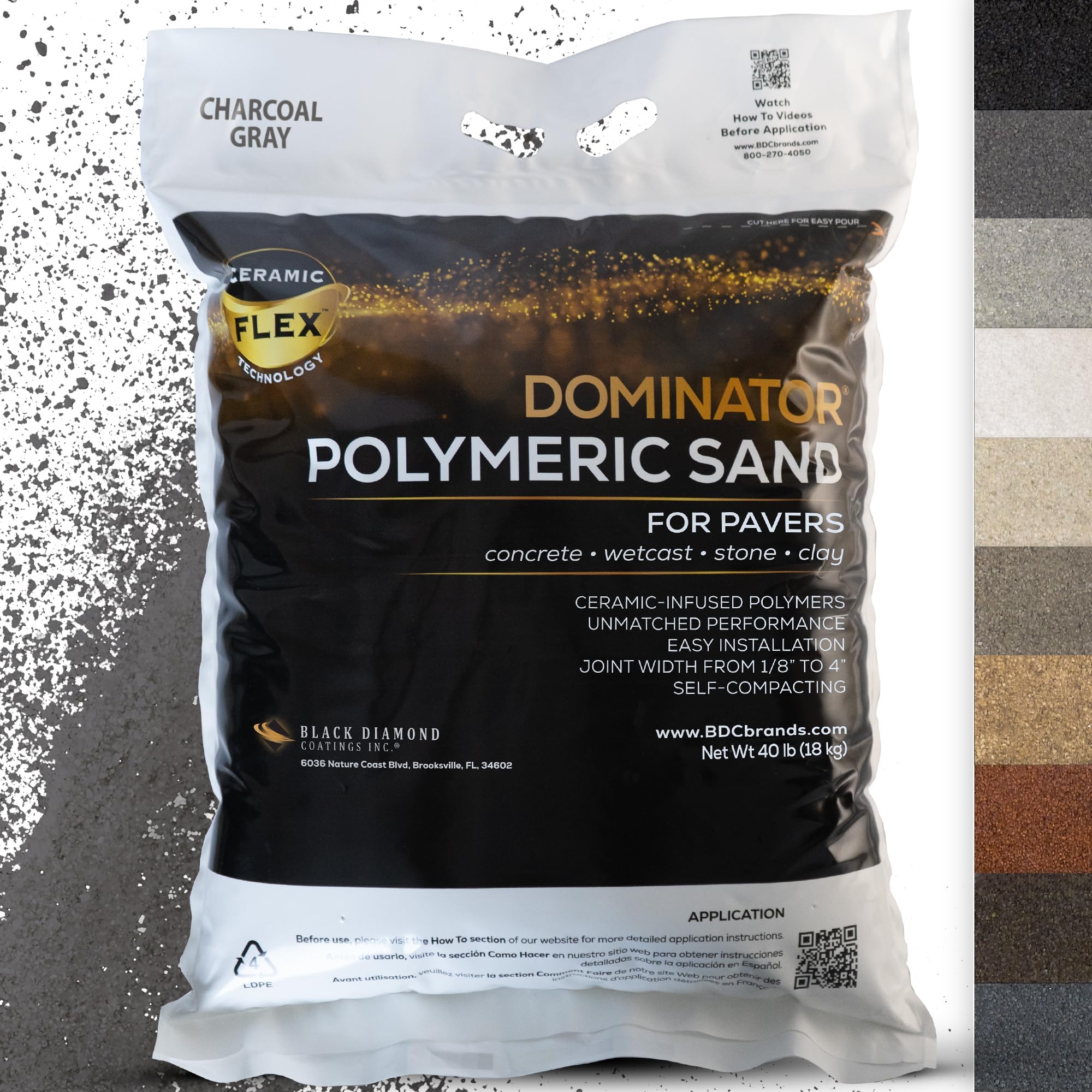 40 Pound Charcoal Gray DOMINATOR Polymeric Sand with Revolutionary Ceramic Flex Technology for Stabilizing Paver Joints/Gaps, 1/8” up to 4”, Professional Grade Results