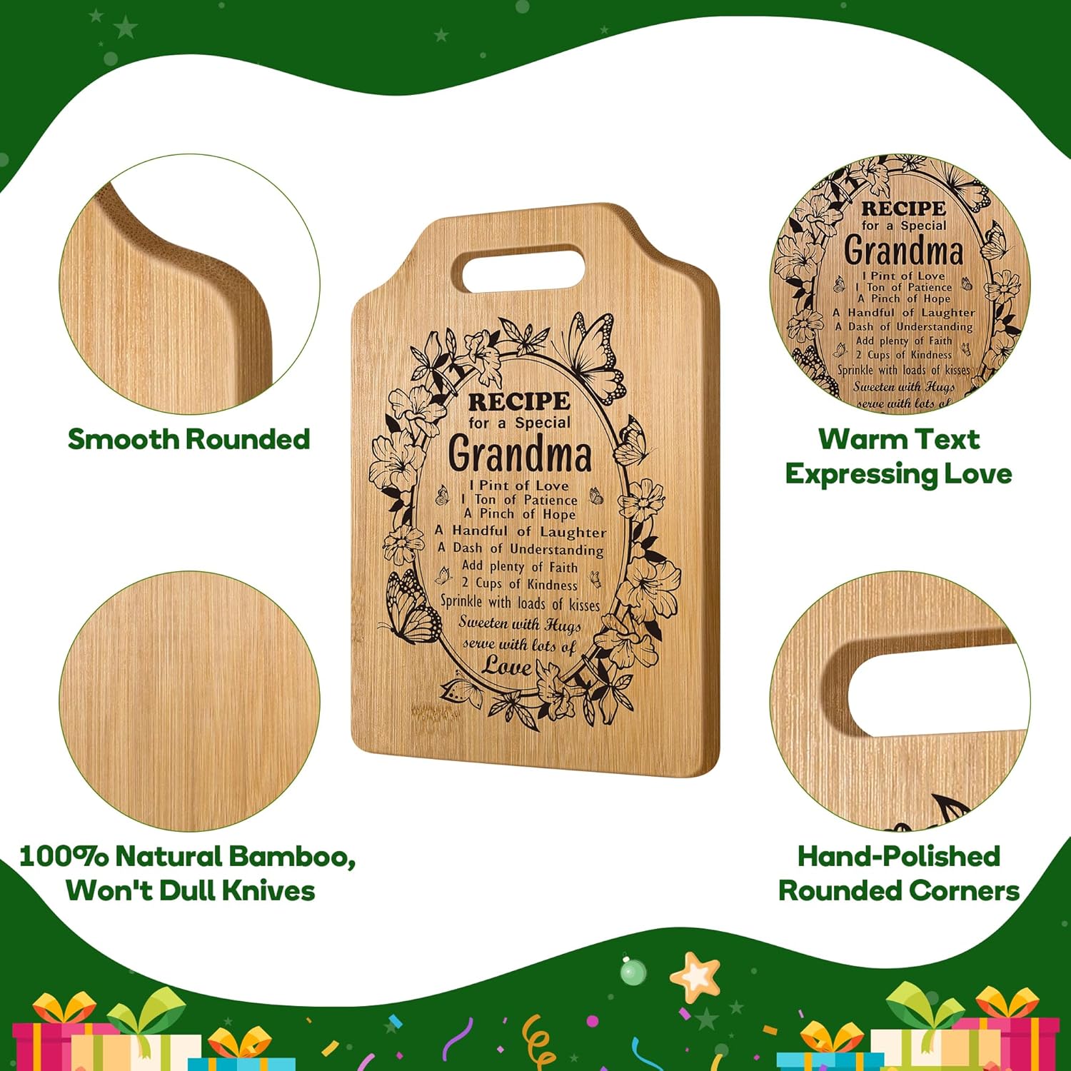 Grandma Valentines Birthday Gifts from Granddaughter Grandson Grandkids, Cool Practical Cutting Board for Nana Mimi Grammy Granny Abuela Nanny Gigi New Grandmother Unique, Best Stocking Stuffers Ideas - Image 3