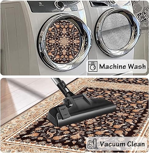 Miniatura 6 de Alfombra de pasillo antideslizante y lavable, de 1 pies 4 x 2 pies de largo, estilo vintage envejecido, estilo 3