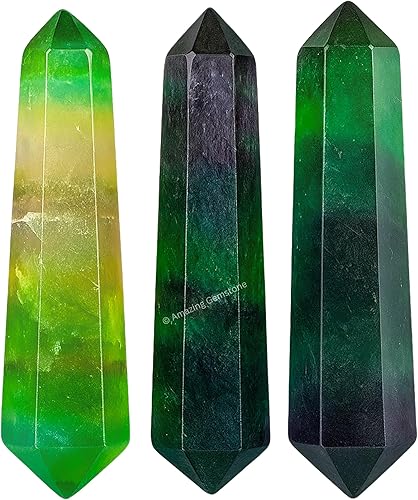 Vista 35 de Amazing Gemstone Puntos de cristal de amatista, cristales curativos y piedras a granel, paquete de 3 puntas curativas de doble terminación