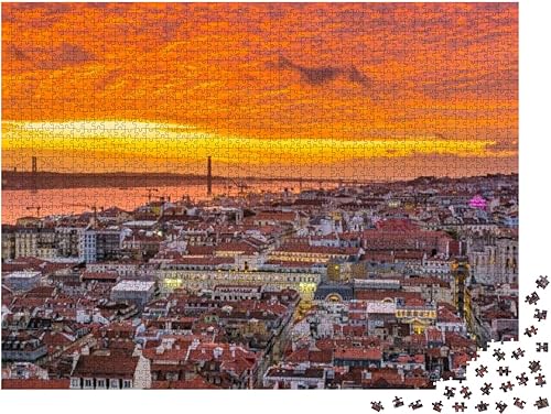 Miniatura 2 de Lisboa Portugal Epic Sunset from Sao Jorge Castle... Rompecabezas con 2000 piezas