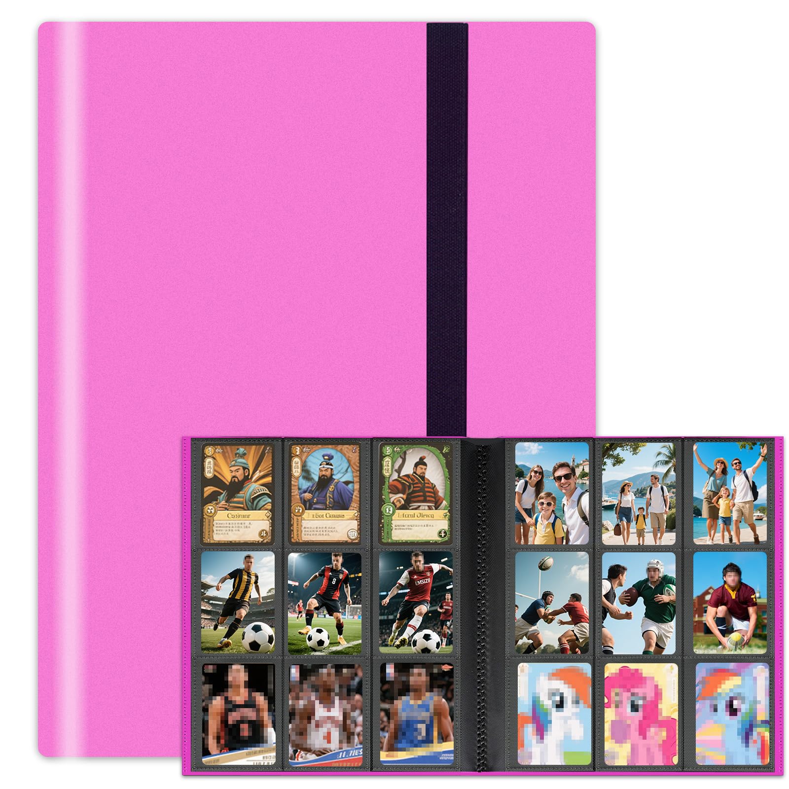 9-Pocket Trading Card Binder, 12 Pages Holding 216 Pockets, PU Trading Card Album Card Folder Card Binder Holder Album for MTG, TCG, Pokemon Yu-Gi-Oh, Basketball Sports Cards, Game Cards