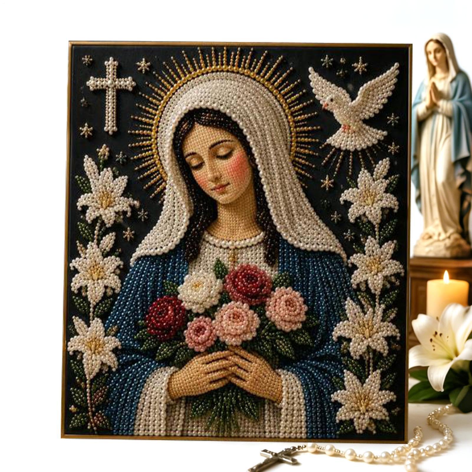 Pintura de perlas religiosa con acabado radiante para sala 8