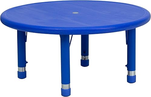 Flash Furniture Mesa de actividad redonda de plástico azul de 33 pulgadas Azul,Verde,Rojo,Natural,https://www.amazon.com/dp/undefined