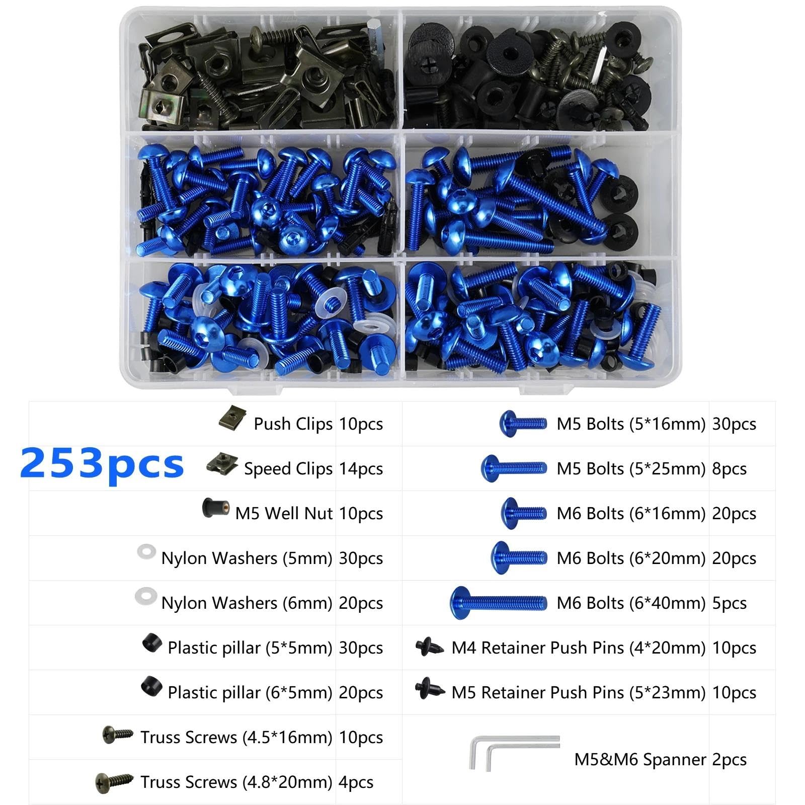 Dadi Per Parabrezza Moto Viti Kit Di Bulloni Per Carenatura Da 253 Pezzi Per CBR600RR Per CBR900RR Per CBR1000RR Per CBR600 F F2 F3 F4 F4i Bulloni Viti Dadi Clip Vite(Argento)