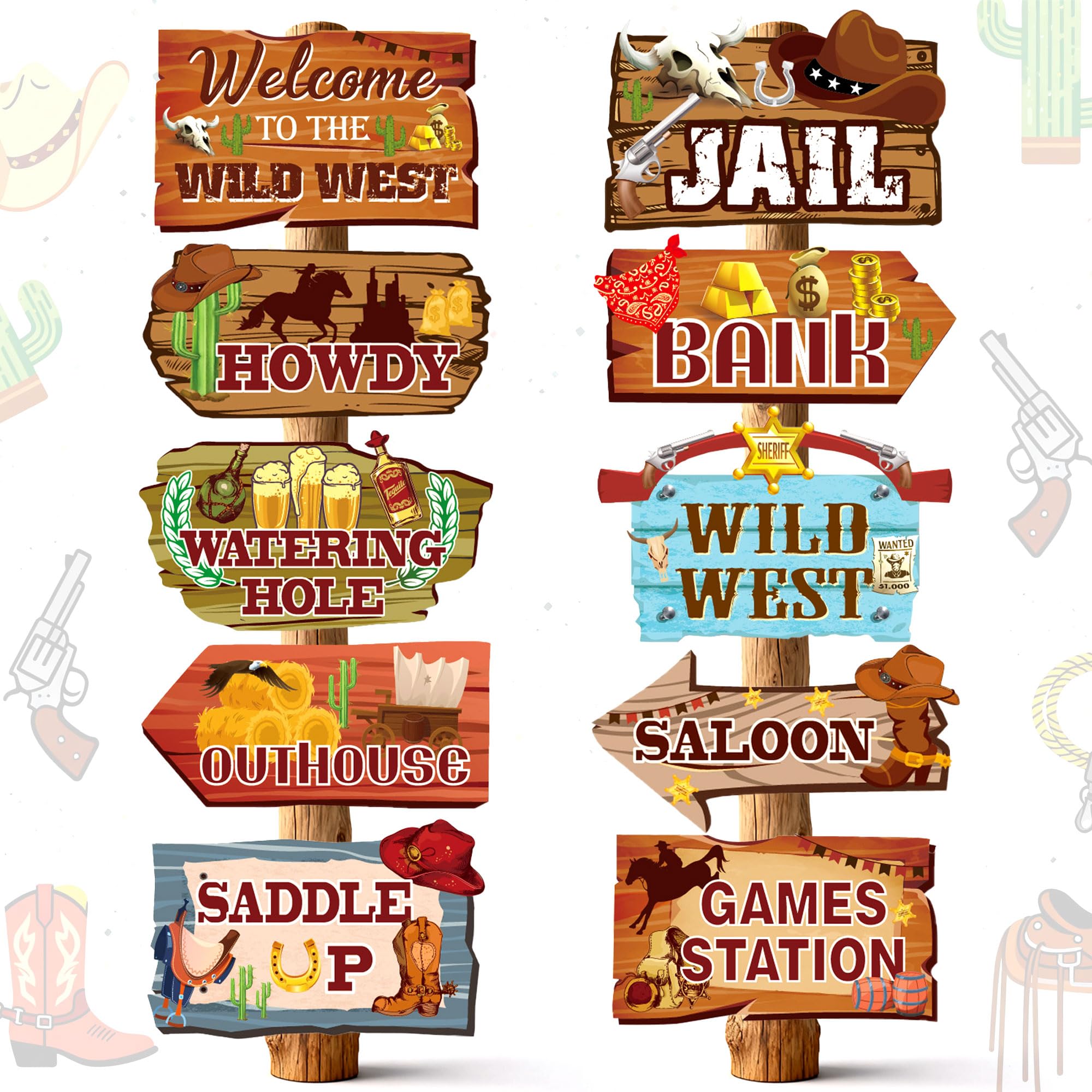 Western Party Directional Sign Yard Cowboy Rodeo Cutouts Wild West Decor