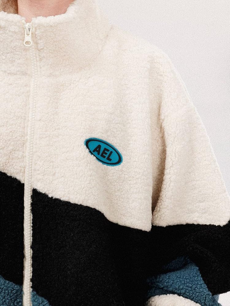 Aelfric Eden Mens Color Patchwork Oversized Sweater Sherpa Jackets