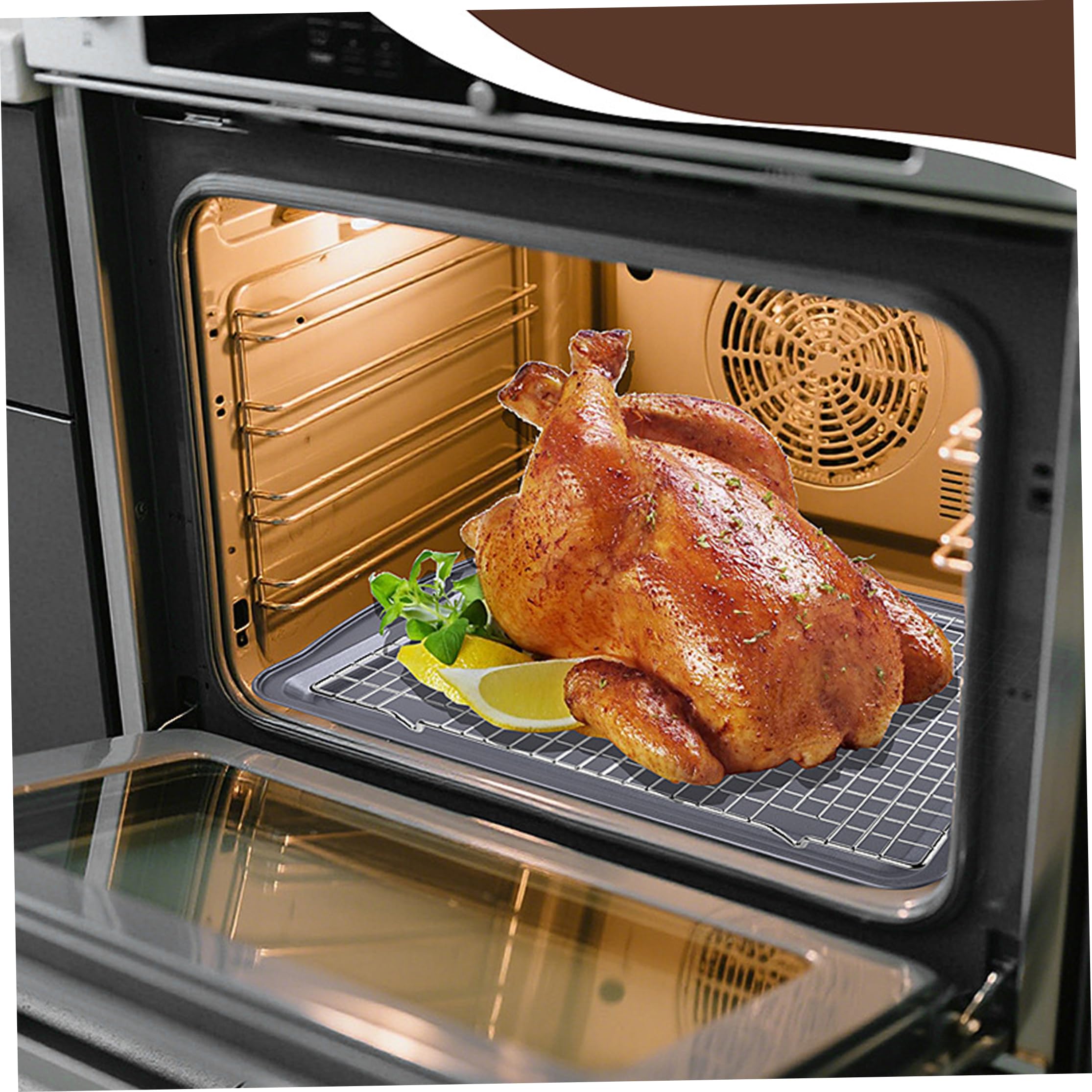 Bandeja para hornear con rejilla, 1 juego de bandeja para hornear con revestimiento antiadherente con rejilla: portátil para horno de acero inoxidable, distribución uniforme del calor para