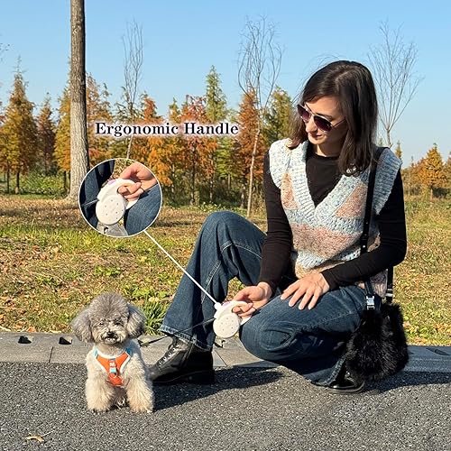 Miniatura 6 de Correa retráctil para perro antideslizante de agarre suave 2025, cinta de nailon premium para mascotas de hasta 13 libras, correa flexible para