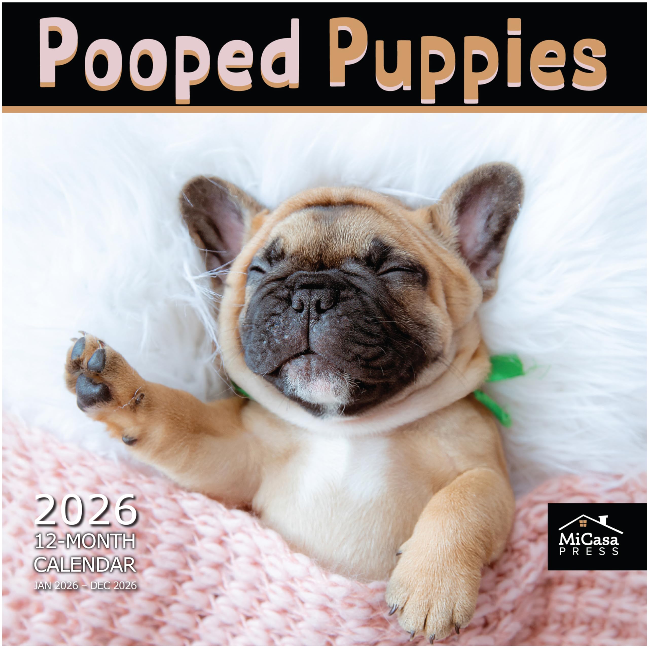 MICASA Pooped Puppies 2026 Wall Calendar 12 Month | 12" x 24" Open | Thick & Sturdy Paper | Giftable | Calendar 2026