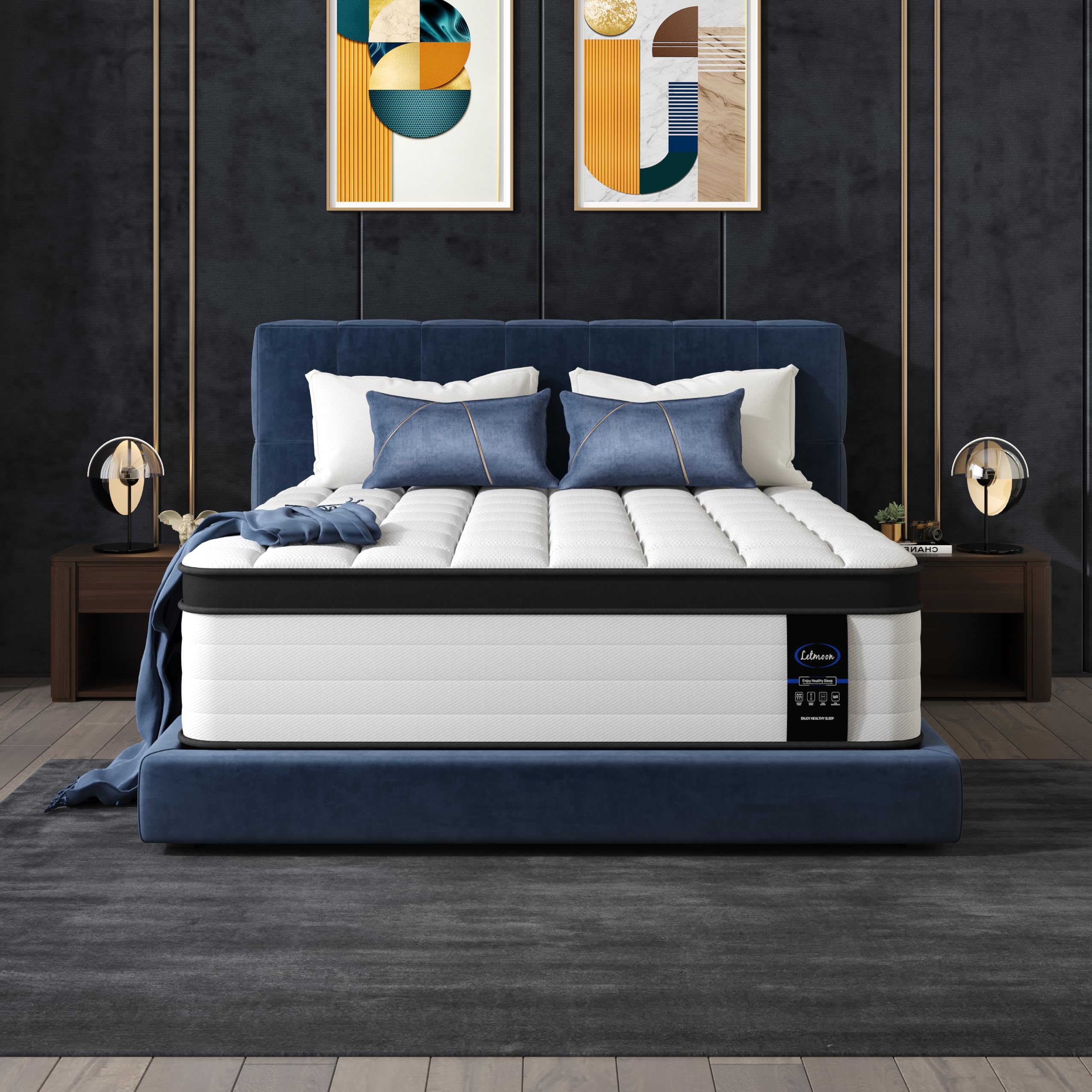 LETMOON 14 Inch King Mattress Medium Hybrid, Pocket Spring Bed