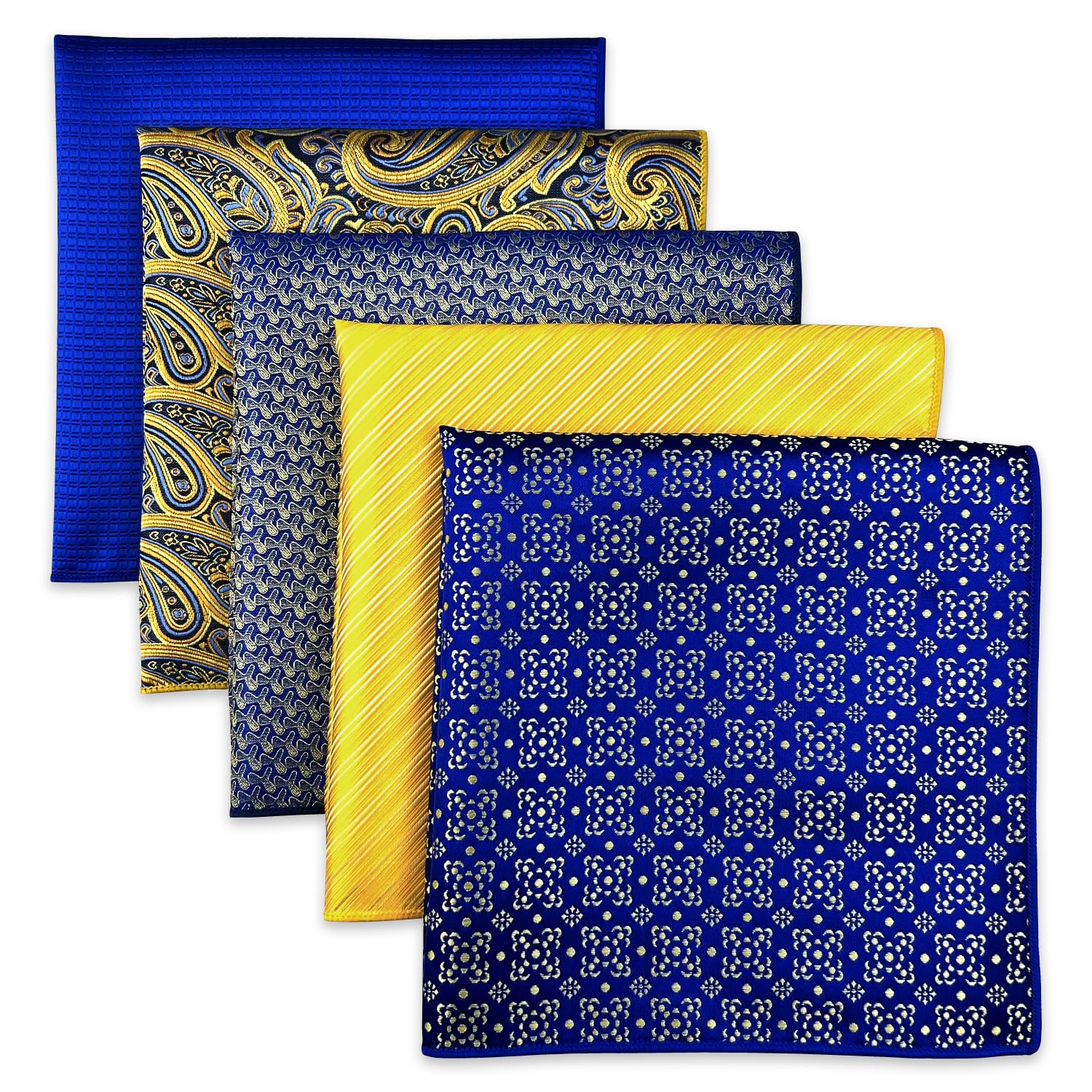 SHLAX&WING 5 Pieces Assorted Mens Silk Pocket Square Set Handkerchiefs