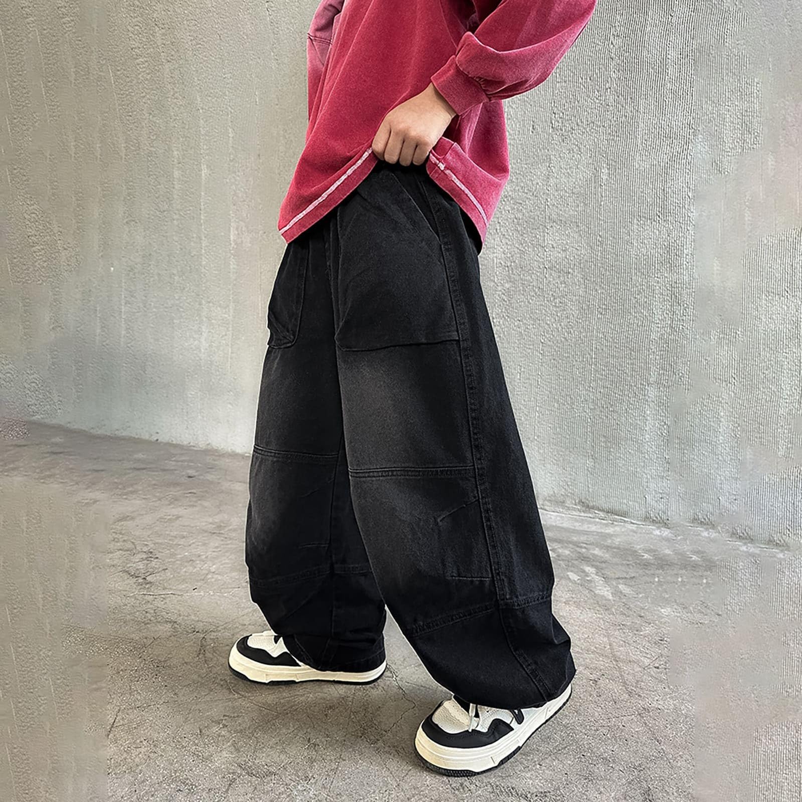 Vaqueros Niño 4-14 Años Anchos Pantalón Vaquero Adolescentes Chico Elasticos Rectos Vintage Y2K Streetwear Jeans Pantalones Vaqueros de Trabajo Denim Holgados Invierno 2026