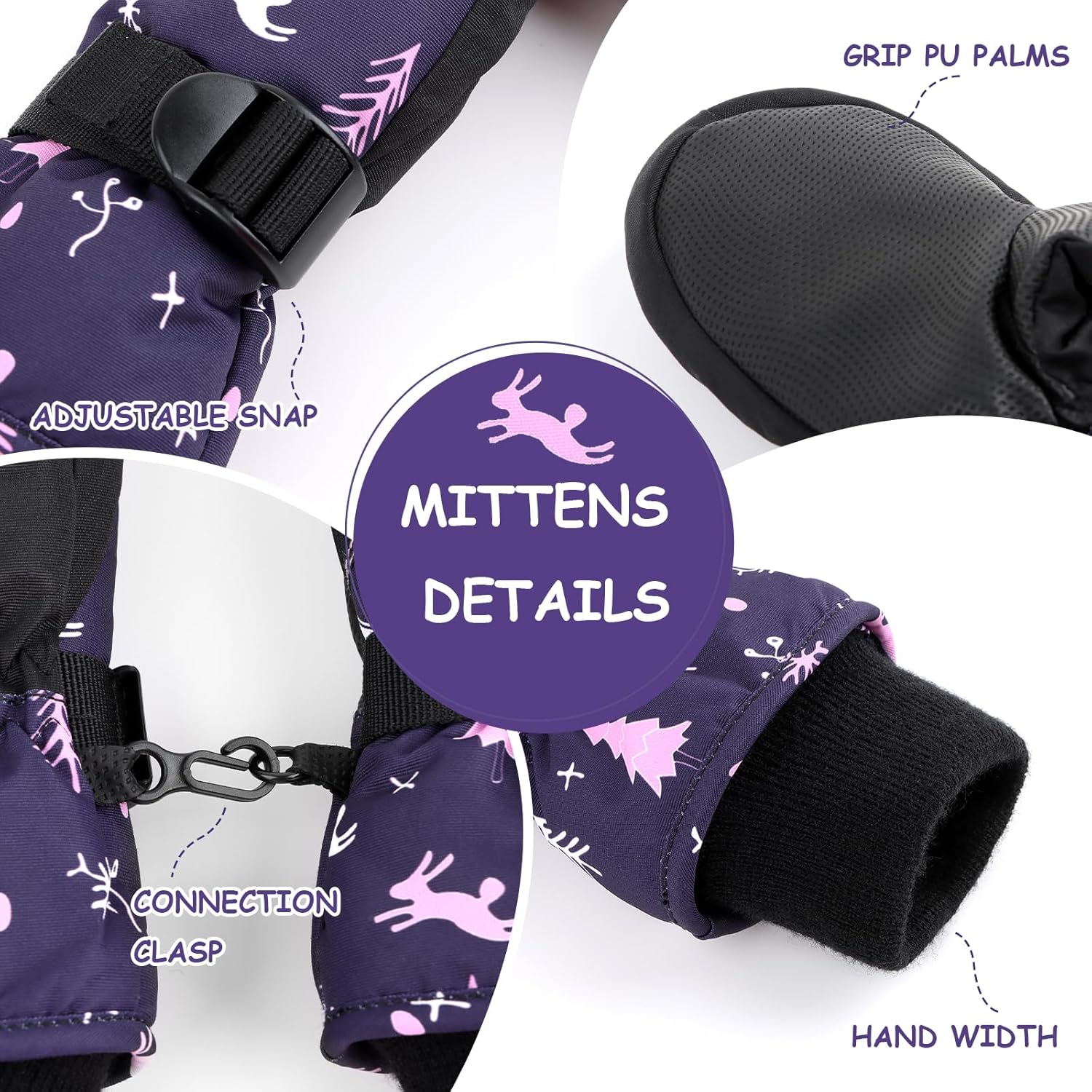 Duoyeree Waterproof Kids Mittens Gloves with Fleece Lined for Boys Girls Winter Snow Skiing Thick Insulated for Cold Weather - Image 2