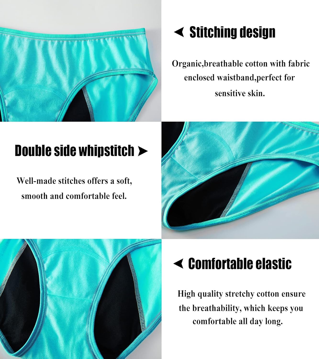 ティーンガールズ ピリオド下着 ソフトコットン 漏れ防止ショーツ 快適 レディース ブリーフ ファッション, ミックスカラー/4,