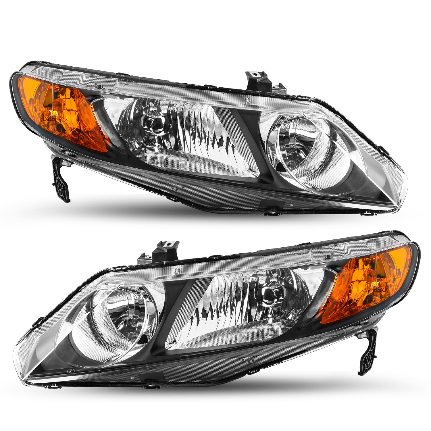 SOCKIR OE Style Headlight Assembly Pair Compatible with 2006-2011 Honda Civic Sedan 4-Door Front Headlamp (Passenger and Driver Side)