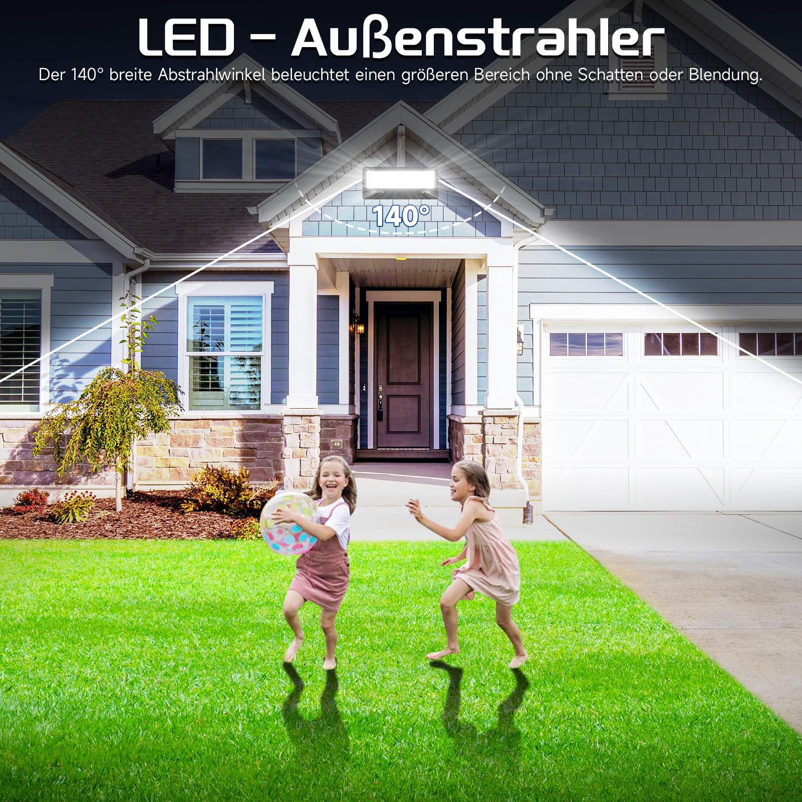 Sararoom LED Strahler 1000W 100000LM Fluter Flutlicht Außenstrahler - 6500K Kaltweiß Superhell Scheinwerfer Wandleuchte, IP65 Wasserfest Innen- und Außenbeleuchtung für Garten Hof Garage Hotel Rasen