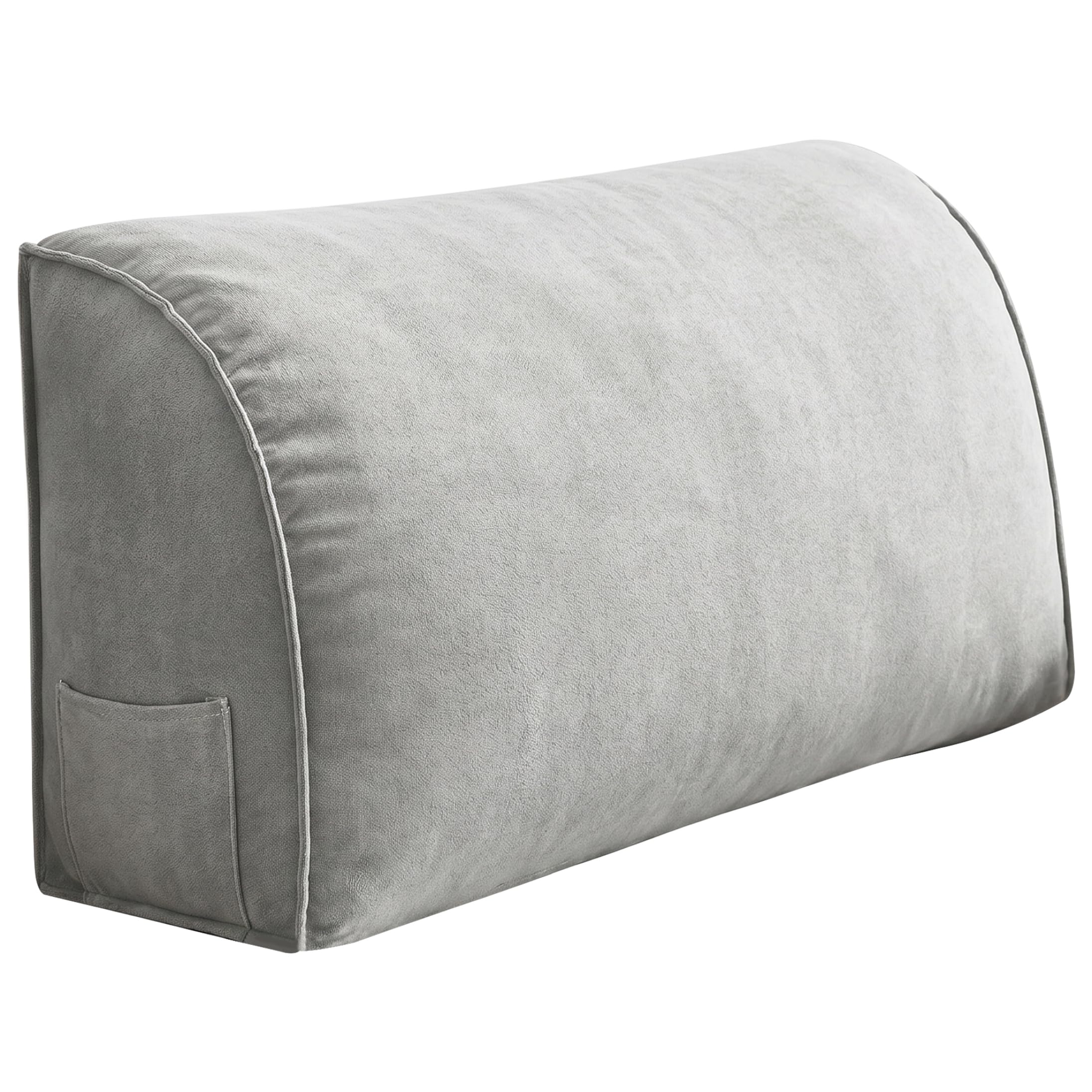 Sjfbebsy Lumbar Support Pillow for Couch, Curved Couch Back Cushion with Side Pocket for Sofa Bed, Gray, 27.56x13.78x7.87 Inch - Back Cushions