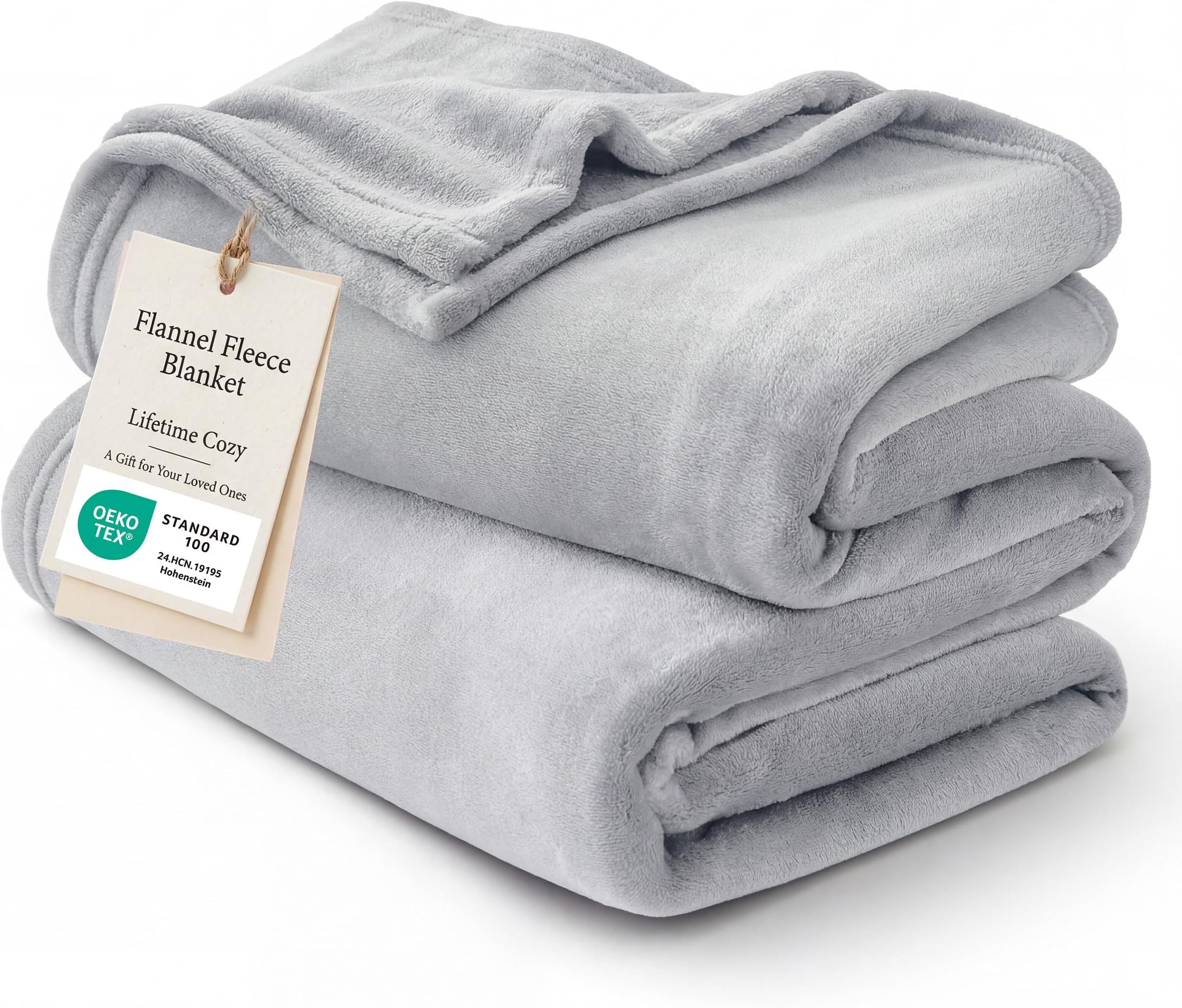 Fleece Blanket Throw Blanket - Light Grey Lightweight Blankets for Sofa, Couch, Bed, Camping, Travel - Super Soft Cozy Microfiber Blanket