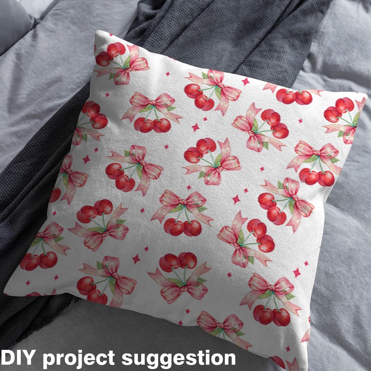 Feelyou Pink Bowknot Fabric Girly Cherry Bow Fabric by The Yard for Kids Boys Girls Pink Bow Upholstery Fabric for Chairs Cute Princess Style Reupholstery Fabric Decor 2 Yard Soft Flannel