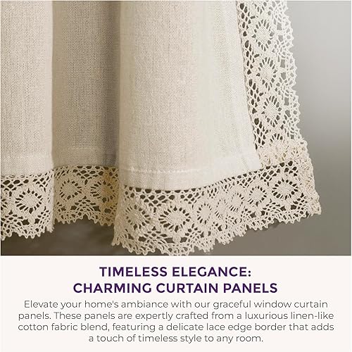 Miniatura 2 de Lush Decor Rosalie - Cortinas para ventana de estilo rural rústico, juego de paneles para sala de estar, comedor, dormitorio (par), 54 pulgadas de