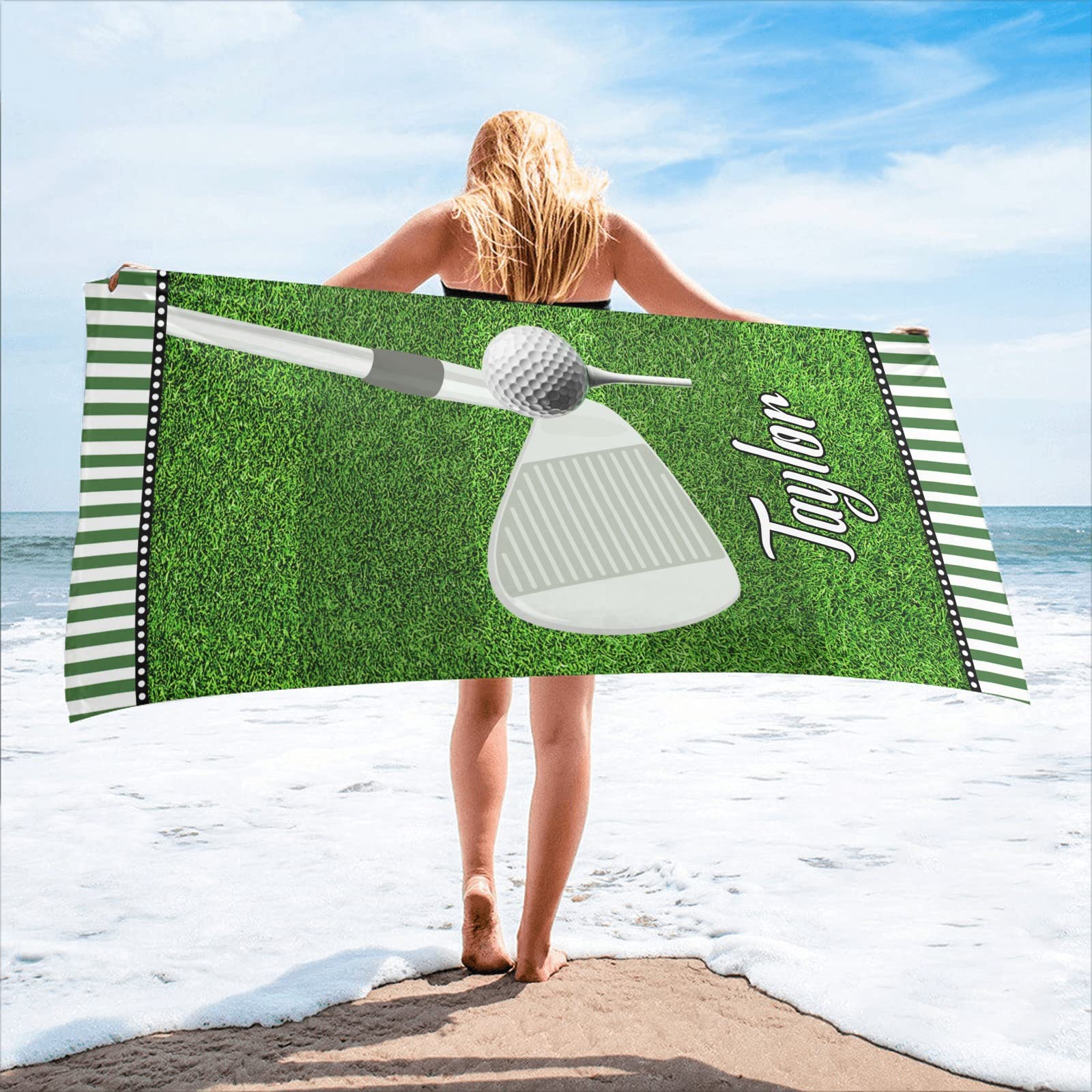 Amazon.com: CUXWEOT Personalized Golf Ball Beach Towel with Name