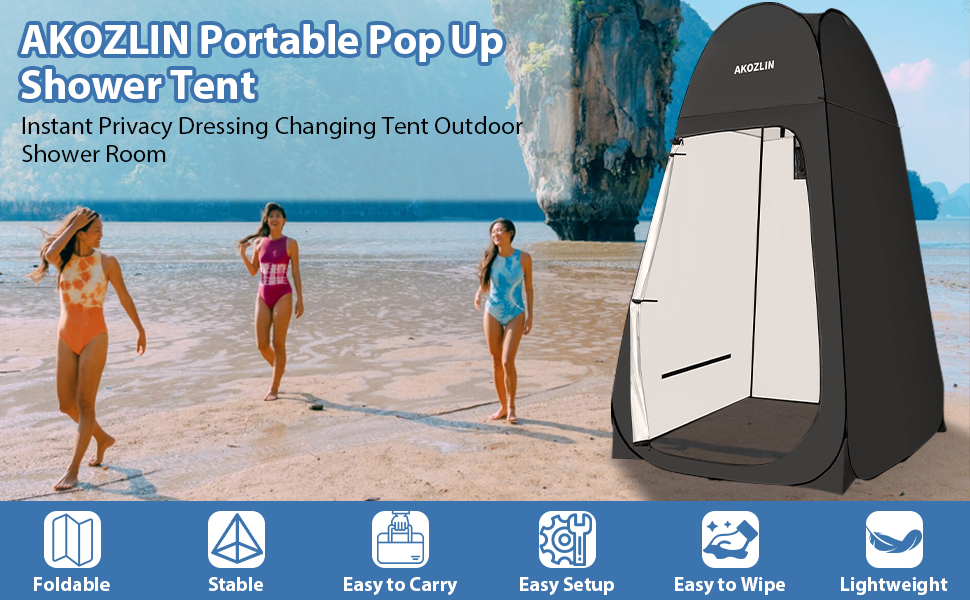 Tente De Douche Pop-up Pour Camping – Cabine D’intimité, Vestiaire Et Toilettes Nomade, Avec Sac De Transport