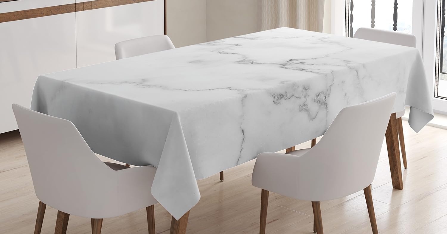 Ambesonne Marble Tablecloth, Mineral Nature Surface Motif Organic Rock Formation Models Industrial Print, Rectangular Table Cover for Dining Room Kitchen Decor, 60" X 90", Grey Dust 60" X 90" Grey Dust