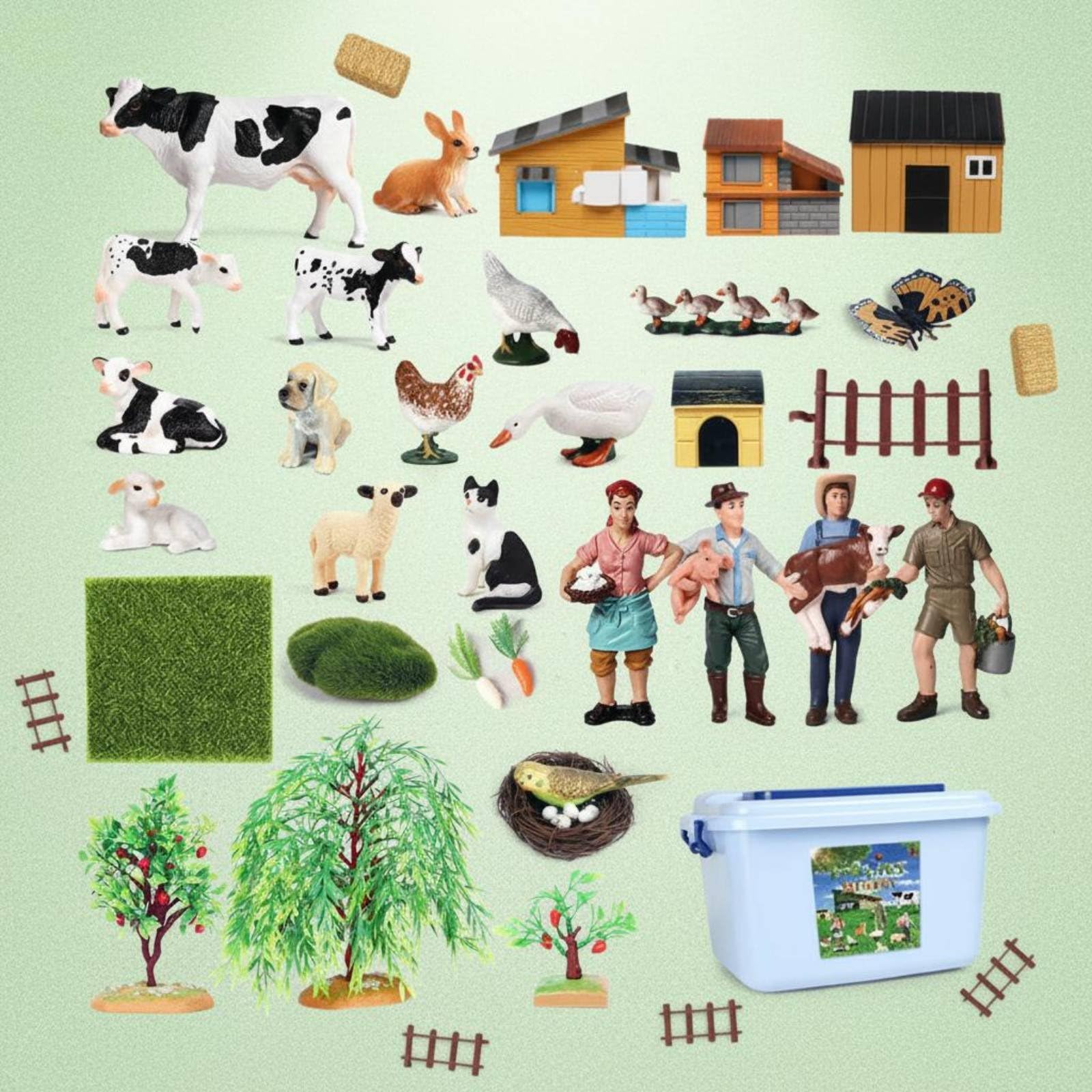Figuras de Animales de Granja para Niños con Miniaturas Detalladas de Animales y Fences en Personajes para Aprendizaje Interactivo Adecuado para