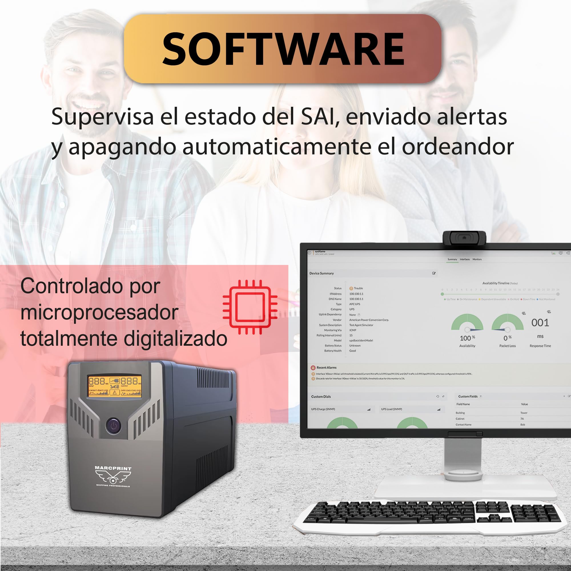 SAI Sistema de Alimentación Ininterrumpida - Ups Router 650VA (360W) 230V - Estabilizador de Corriente Interactive Senoidal AVR 2X Schuko Tomas con Pantalla LCD - SAI Router