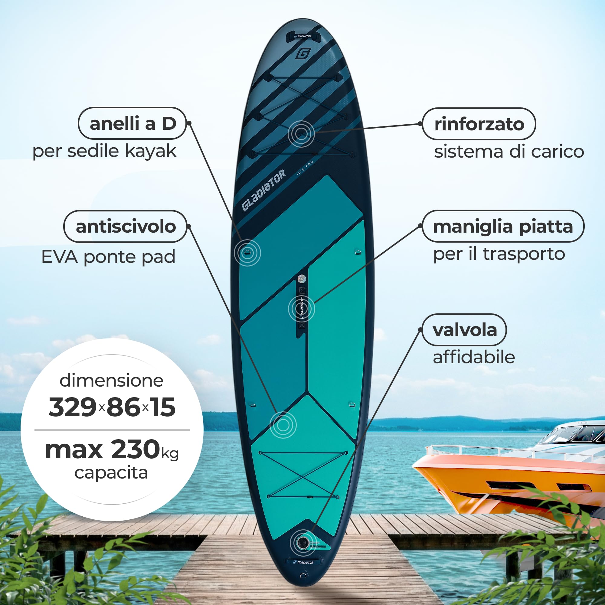 PRO Tavola SUP gonfiabile High-End 329-384 cm | 26 PSI