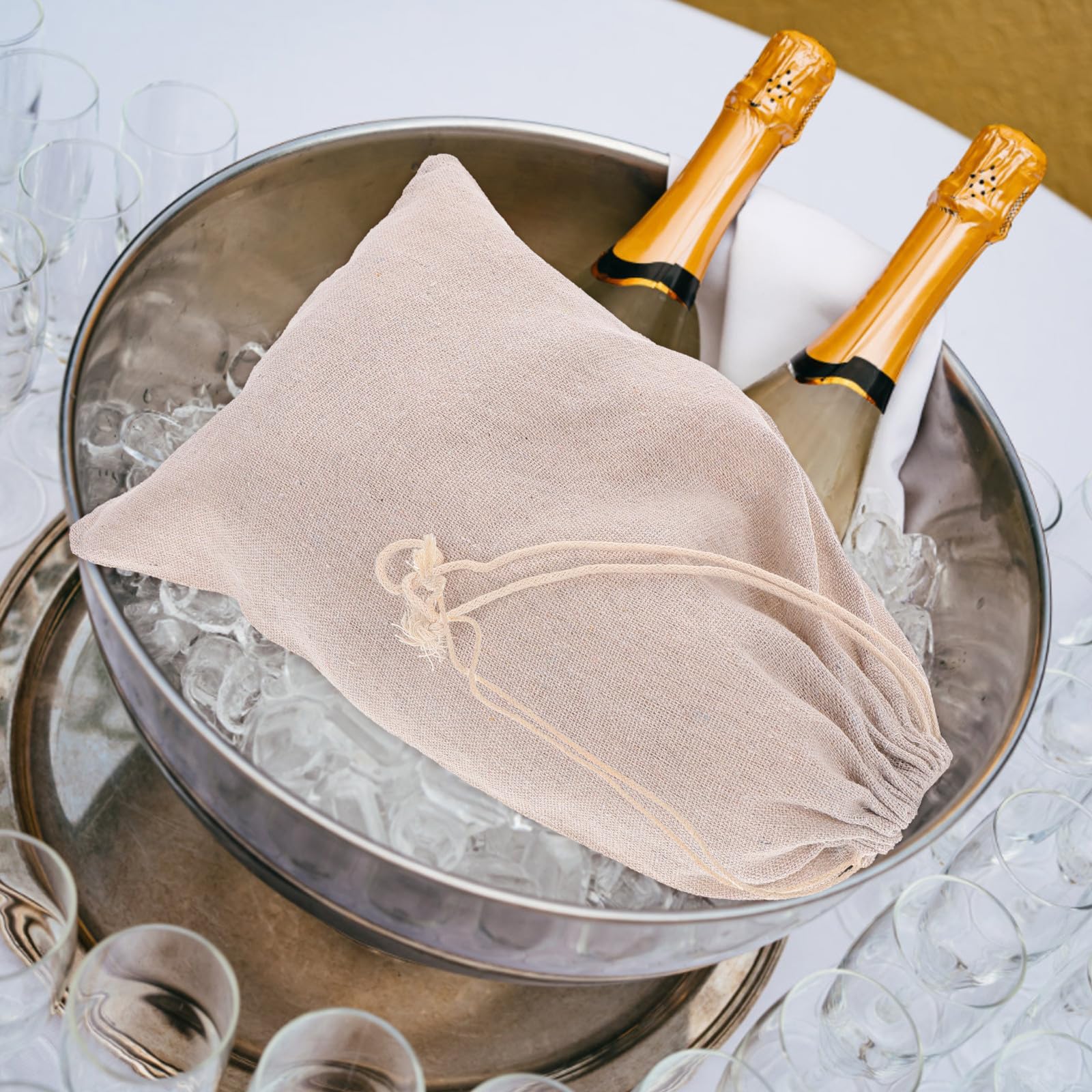 Crushed Ice Beutel aus Baumwolle 30X20cm Wiederverwendbare Eisbeutel für Baraccessoires und Eisaufbewahrung