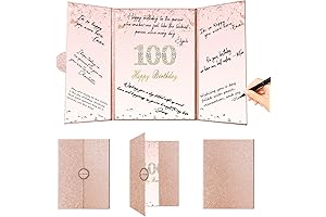 Crenics Rose Gold 100th Birthday Decorations: Gleaming Guest Signature Book Alternative